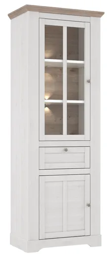 Vitrine FALLA - mit Beleuchtung, Weiß, Eiche Dekor