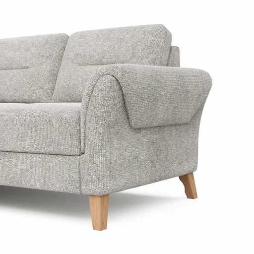 Ecksofa Almyra - Ottomane links mit 2,5-Sitzer, Stoff, Silbergrau