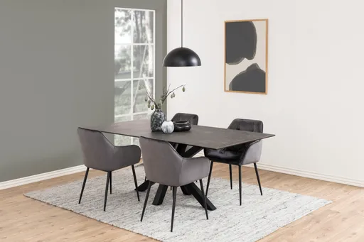 Esstisch ABBIGAIL - LB ca. 200x100 cm, Schwarz