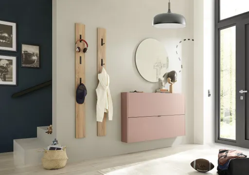 Schuhschrank GIANNA - B ca. 140 cm, Toffee, Navarra Eiche Nachbildung