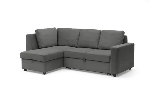 Ecksofa PRO FLEXX - Ecke links, 2-Sitzer inkl. Schlaffunktion und Bettkasten, Stoff, Steingrau