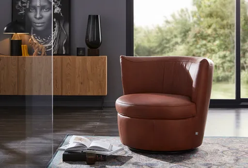 Sessel Cativa - drehbar, Leder, Cognac