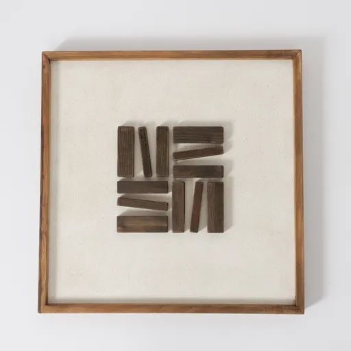 Wandobjekt - Holz, HBT ca. 62x62x4 cm, Beige/Natur