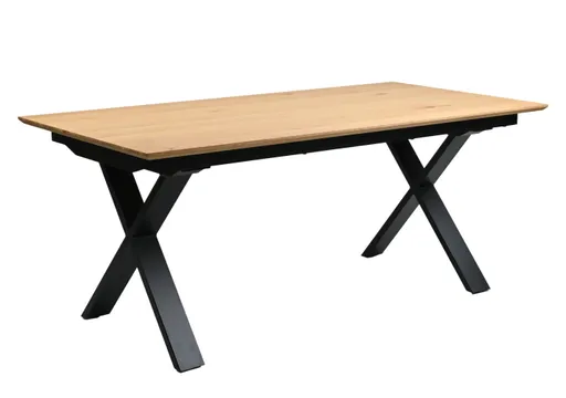 Esstisch MATTIES - ausziehbar, LB ca. 180x90 cm, Eiche Furnier, Schweizer Kante, Schwarz