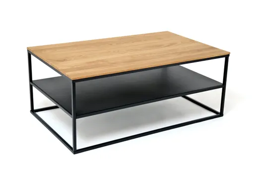 Couchtisch - LB ca. 95x55 cm, Wildeiche massiv, Schwarz