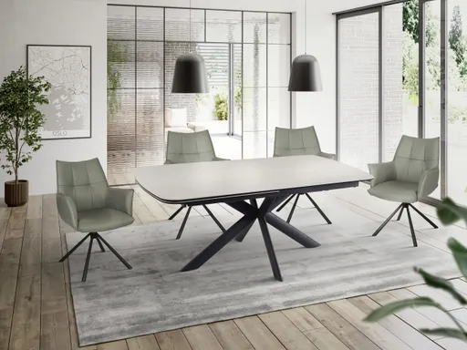 Esstisch MAXIE - ausziehbar, LB ca. 190x98 cm, Glaskeramik, Travertin farbig