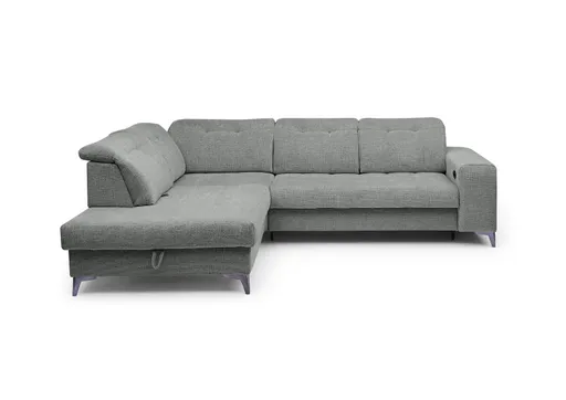 Ecksofa - Ecke links mit 2-Sitzer, Kopfteil verstellbar, Sitztiefe verstellbar motorisch, Stoff, Anthrazit