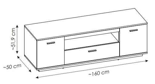TV-Lowboard - B ca. 160 cm, Alpinweiß, Viking Eiche Nachbildung