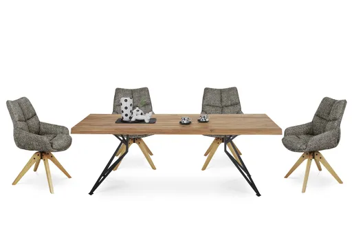 Armlehnstuhl MATTEA - drehbar, Stoff, Braun