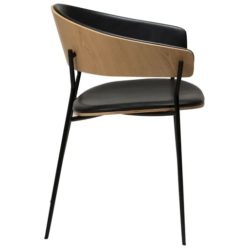 Stuhl - Furnierholz, Kunstleder, Eiche, Schwarz