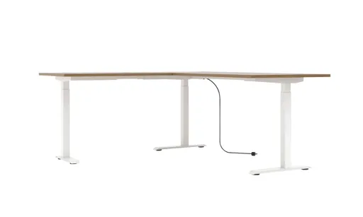 Winkelschreibtisch - höhenverstellbar, LB ca. 185x177 cm, Artisan Eiche Nachbildung, Weiß