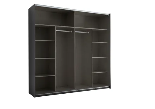 Schwebetürenschrank- B ca. 215 cm, Graphit, Eiche Dekor