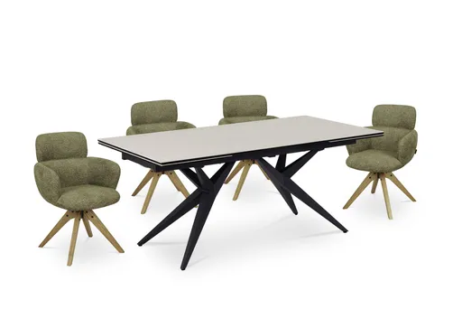 Esstisch MICHELA - ausziehbar, LB ca. 180x95 cm, Glaskeramik, Travertin farbig