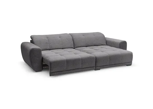 Ecksofa -2-Sitzer mit Longchair rechts, Kopfteil verstellbar, Sitztiefe verstellbar motorisch, Stoff, Anthrazit