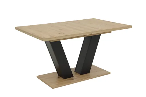 Esstisch - ausziehbar, LB ca. 140x80 cm, Artisan Eiche Nachbildung, Schwarz