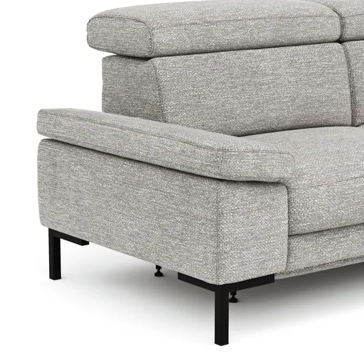 Sofa Hudson - 3-Sitzer inkl. Relaxfunktion (motorisch) und Kopfteil verstellbar, Stoff, Hellgrau