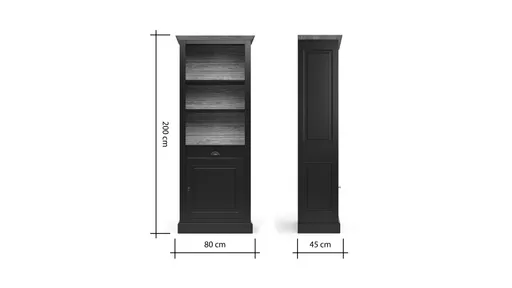 Bücherschrank Louisiana - teilmassiv, Schwarzgrau