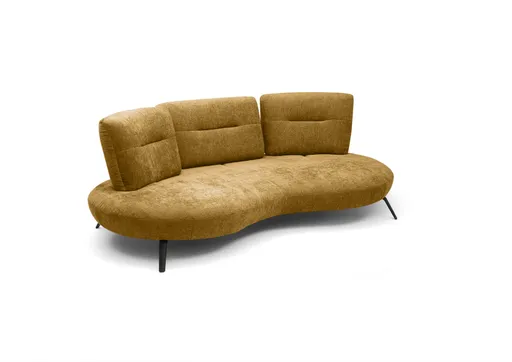 Nierensofa PACEY - 3-Sitzer inkl. Schwenkrücken, Stoff, Senfgelb