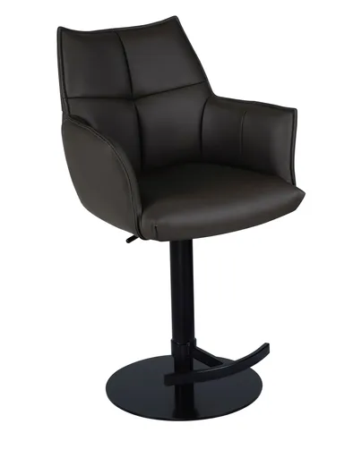 Barhocker MELE - drehbar, höhenverstellbar, Leder, Dunkelbraun