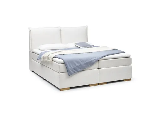 Boxspringbett SANDRIN- Liegefläche ca. 200x200 cm, Stoff, Weiß