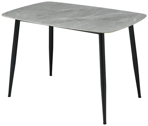 Esstisch - LB ca. 120x80 cm, Steinoptik grau, Schwarz