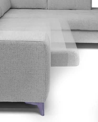 Ecksofa - Ecke links mit 2-Sitzer, Kopfteil verstellbar, Sitztiefe verstellbar motorisch, Stoff, Hellgrau