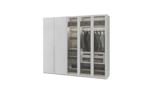 Drehtürenschrank JOIN IT- B ca. 252 cm, Weiss, Glas