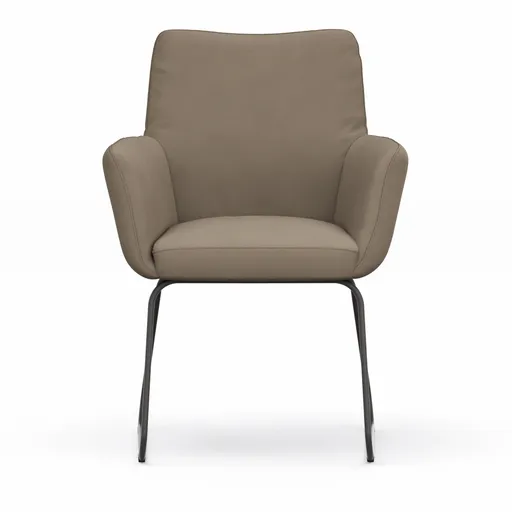 Armlehnstuhl Nashville - Leder, Taupe