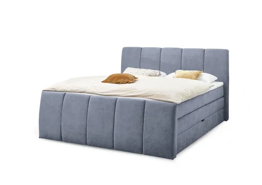 Boxspringbett- Liegefläche ca. 180x200 cm, Stoff, Graublau