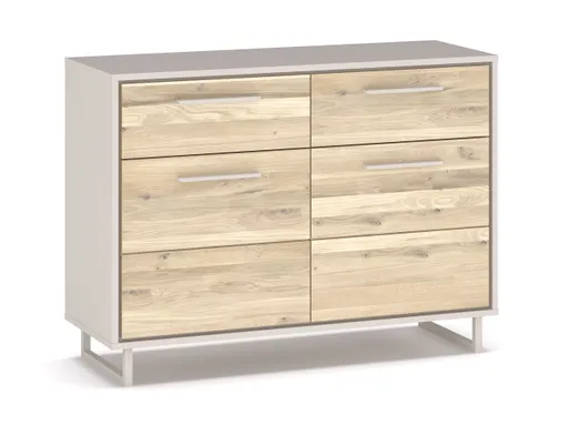 Kommode - B ca. 108 cm, Kreidefarben, Eiche bianco massiv geölt