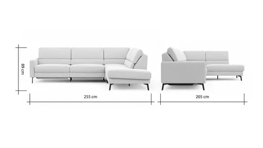 Ecksofa Valera - 3-Sitzer mit Ecke rechts inkl. Rückenlehne verstellbar und Relaxfunktion motorisch, Stoff, Limone