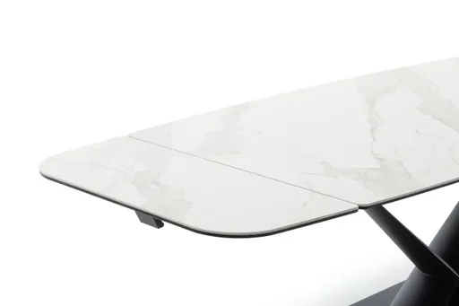 Esstisch Savona - LB ca. 200x100 cm, ausziehbar, Keramik, Weiß, Bootsform