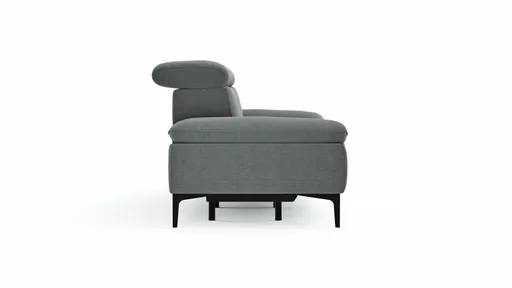 Sofa Felipa - 3-Sitzer inkl. Relaxfunktion (motorisch) und Kopfteil verstellbar, Stoff, Grau
