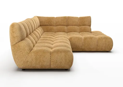 Ecksofa - 2-Sitzer mit Ecke rechts, Stoff, Goldfarben
