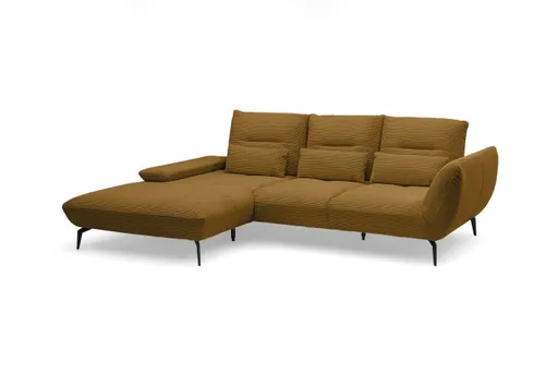 Ecksofa PAYTON - Ecke links, 2-Sitzer inkl. Rückenneigung, Armteilverstellung, Stoff, Senfgelb