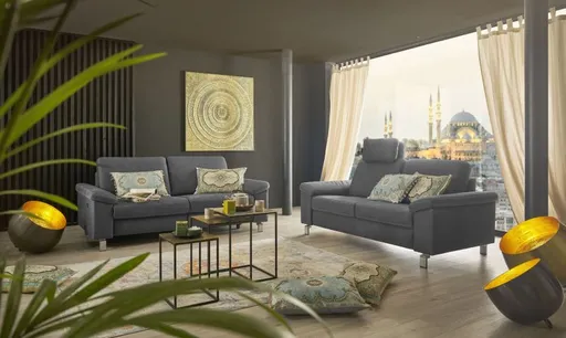 Sofa CALM PLUS - 3-Sitzer, 2x Relaxfunktion, Stoff, Steingrau