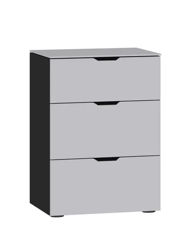 Nachtkommode JOIN IT- Glas, Hellgrau, Matt, Schwarz