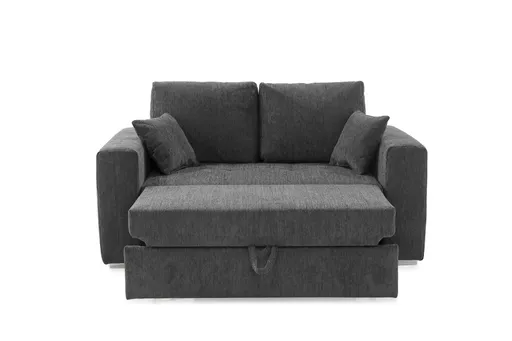 Sofa JORDEN 2 - 1,5-Sitzer inkl. Schlaffunktion mit Bettkasten, Stoff, Dunkelgrau