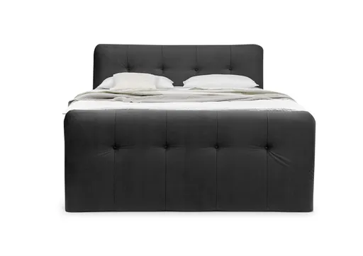 Boxspringbett HOLLIE- Liegefläche ca. 180x200 cm, Stoff, Anthrazit, inkl. Topper