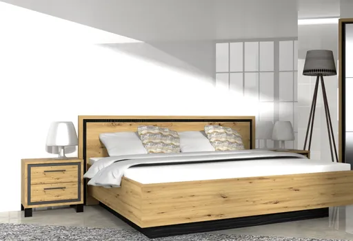 Bettgestell FARIDA - höhenverstellbar, Liegefläche ca. 180x200 cm, Eiche Dekor