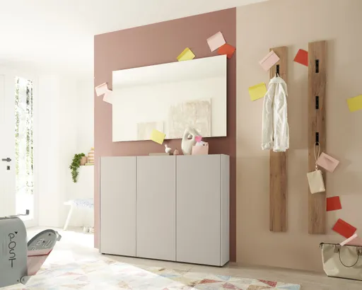 Schuhschrank GASIRA - B ca. 138 cm, Kaschmir, Navarra Eiche Nachbildung