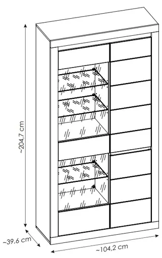 Vitrine - mit Beleuchtung, B ca. 104 cm, Kaschmir, Stone Eiche Nachbildung
