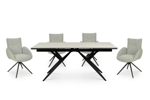 Esstisch MICHELA - ausziehbar, LB ca. 180x95 cm, Glaskeramik, Travertin farbig