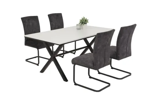 Esstisch - ausziehbar, LB ca. 160x90 cm, Weiß, Schwarz