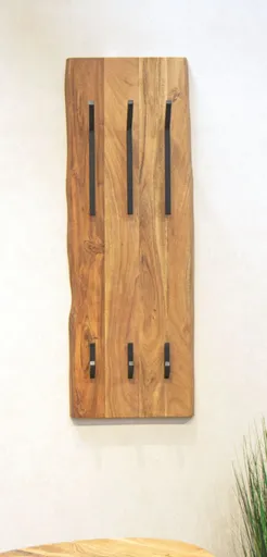 Wandgarderobe - B ca. 36 cm, Akazie, Schwarz