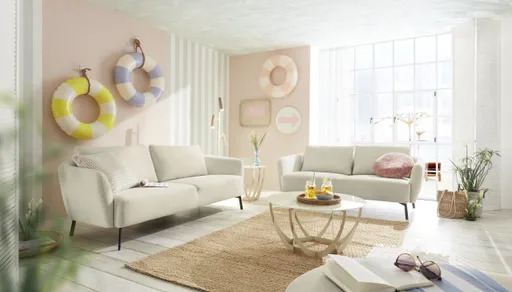 Couchtisch - Ø/H ca. 80x40 cm, Cremeweiß