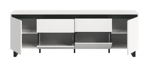 Lowboard - B ca. 188 cm, Weiß, Schwarz