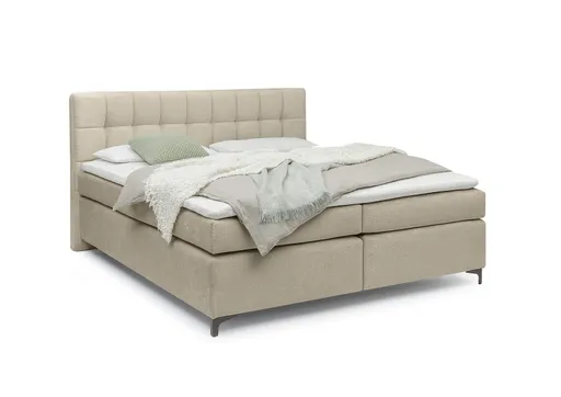 Boxspringbett HINDA- Liegefläche ca. 180x200 cm, Stoff, Cappuccino