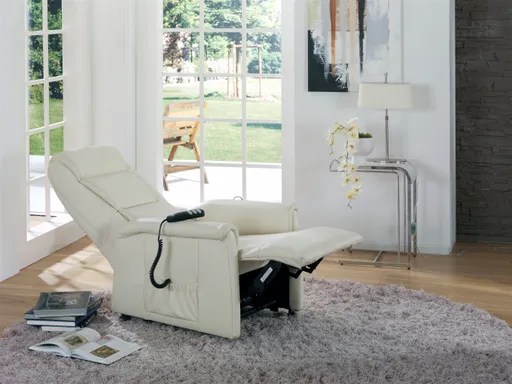 Fernsehsessel EM Mainz - Relaxfunktion 2-motorisch, Leder, beige