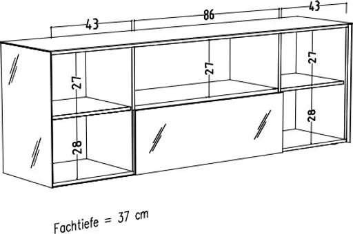 Lowboard - B ca. 181 cm, Anthrazit, Keramikoptik